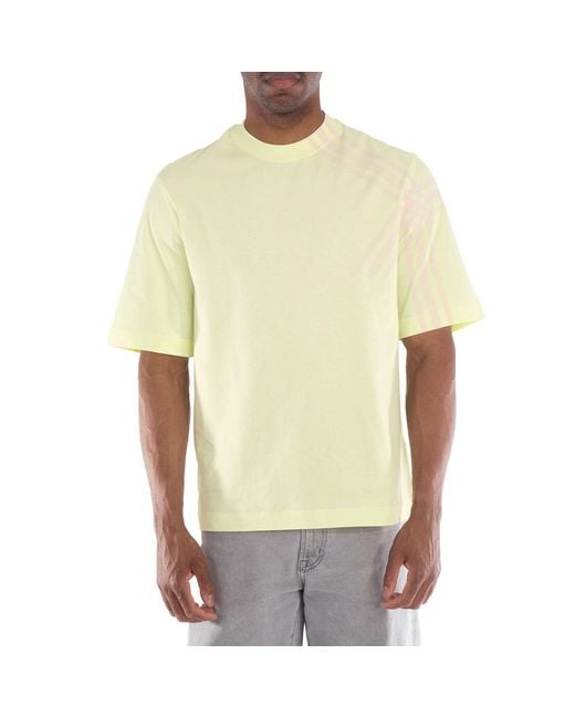 Burberry Yellow Check Sleeve Cotton T-Shirt for men