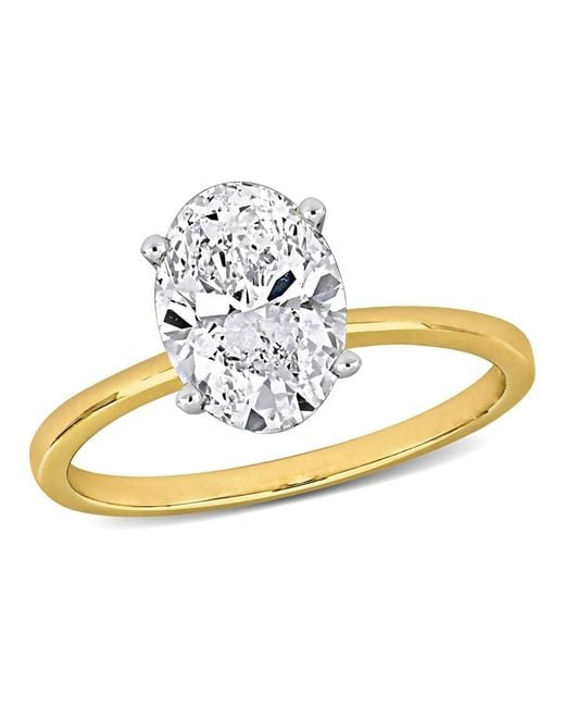 Created Forever Metallic 2Ct Tw Oval Lab-Grown Diamond Solitaire Engagement Ring