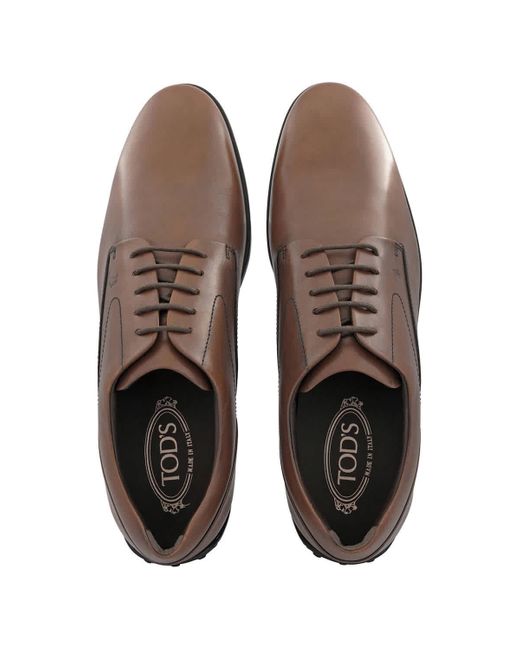 Tod's Brown Leather Lace-up Derby Shoes for men