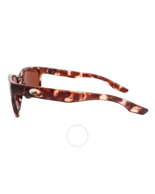 Costa Del Mar Brown Palmas Copper Silver Mirror Polarized Polycarbonate Rectangular Sunglasses 6s9081 908105 57