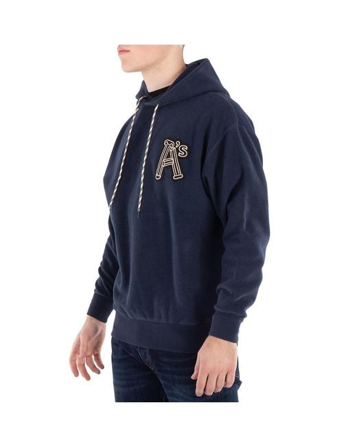 Aries Blue Reverse Column Cotton Hoodie for men