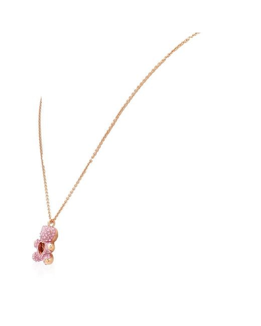 Swarovski Metallic Rose-Tone Plated Teddy Pendant Necklace
