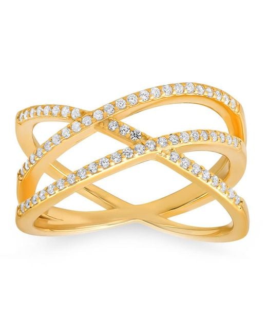 Kylie Harper Metallic 14K Over Criss-Cross Cz Ring