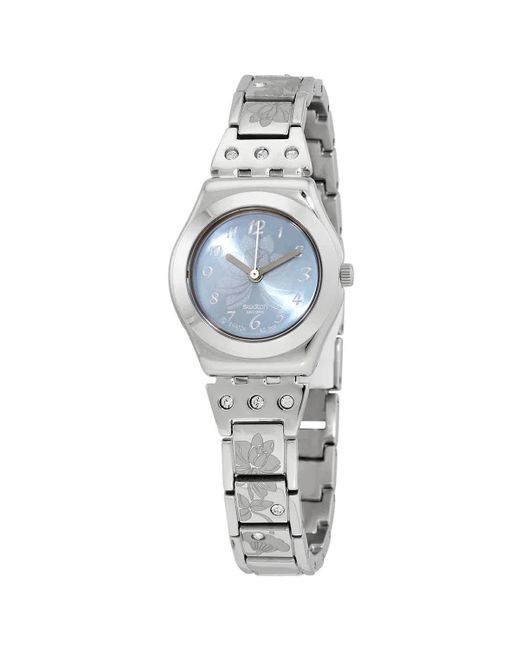 Swatch Metallic Flowerbox Blue Dial Stainless Steel Watch