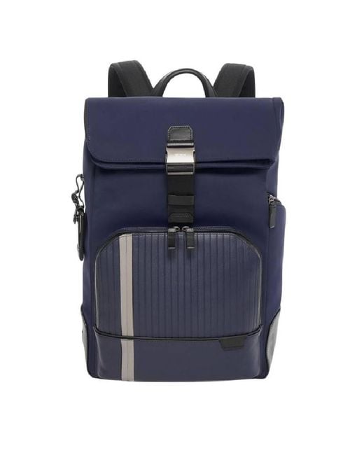 Tumi Blue Harrison Osborn Roll Top Nylon Backpack for men