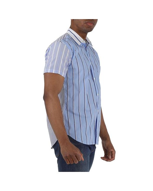 Comme des Garçons Blue Multicolor Short Sleeve Mixed Stripe Shirt for men