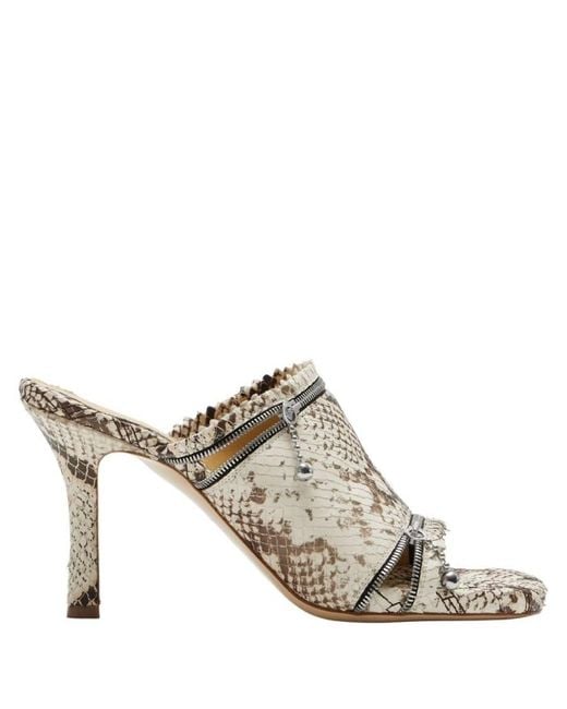 Burberry Metallic 85Mm Snakeskin Leather Sandals, Brand Size 40.5 Us