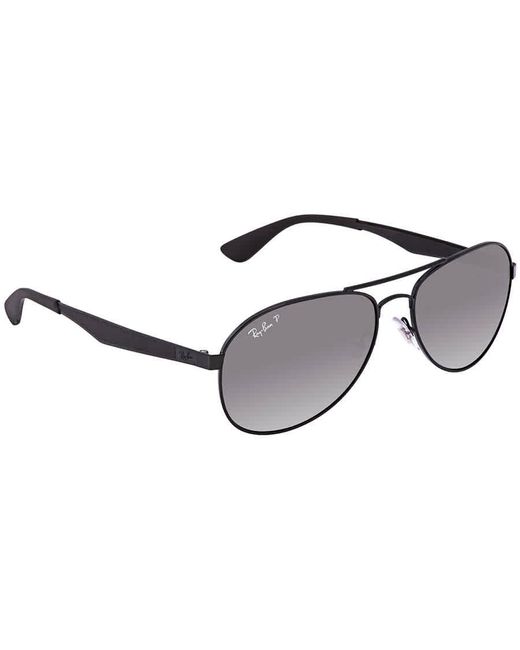 Ray Ban Rayban Polarized Grey Gradient Pilot Sunglasses 002 T358 In Black Grey Grey Lyst