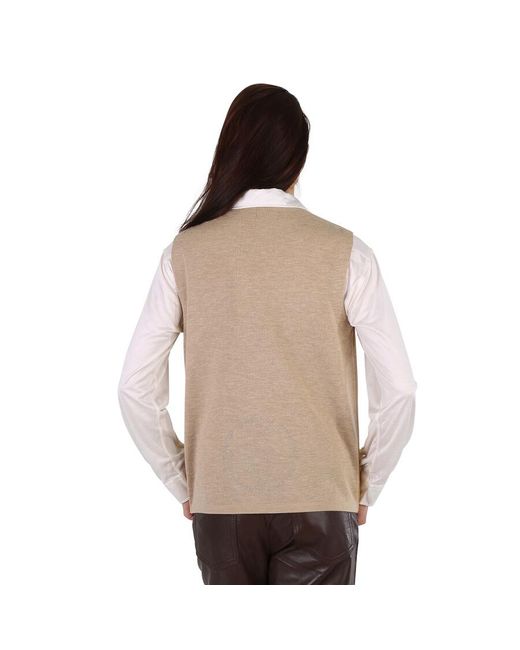 Burberry Natural Bonded Lambskin And Wool Oversized Vest