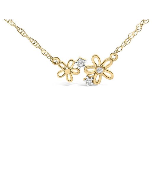 Haus of Brilliance Metallic 14K Plated Sterling Diamond Accent Floral Pendant Necklace