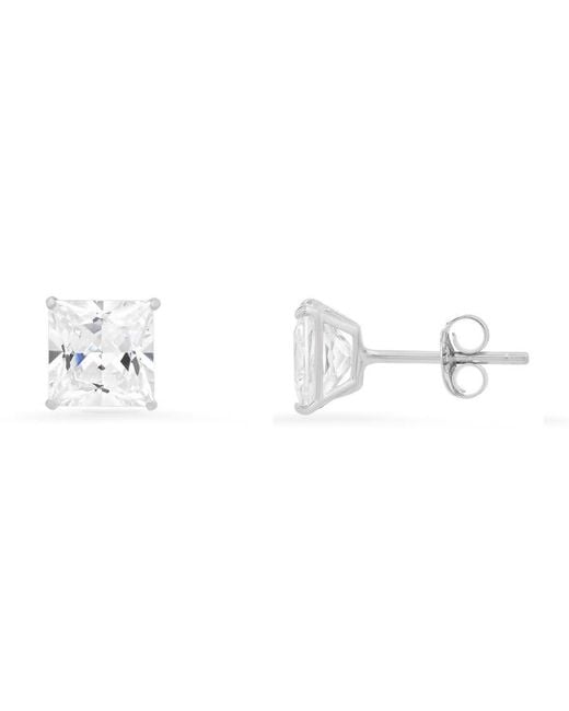 Kylie Harper Metallic 10K 6Mm Princess-Cut Cubic Zirconia Cz Stud Earrings