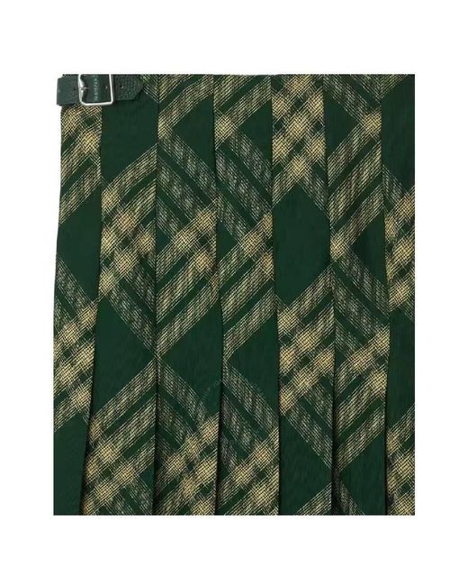 Burberry Green Check Pattern Wool Skirt, Brand Size 4 (Us
