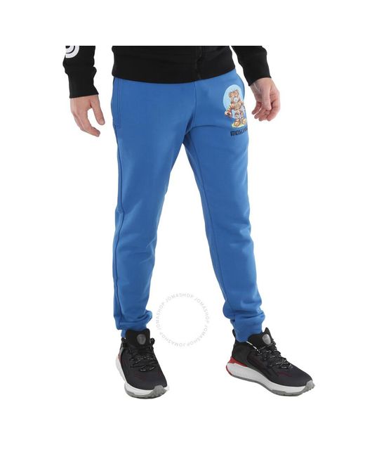 Moschino Blue Logo-print Cotton Track Pants for men