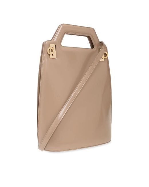 Ferragamo Natural Wanda North-South Top Handle Bag