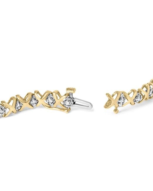 Haus of Brilliance Metallic 10K 1/2 Cttw Diamond Alternating X-Link Bracelet