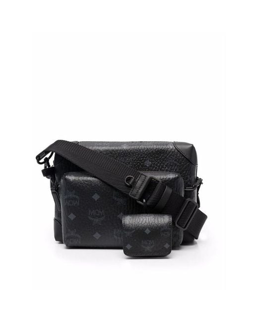 MCM Black Visetos Canvas Crossbody Bag