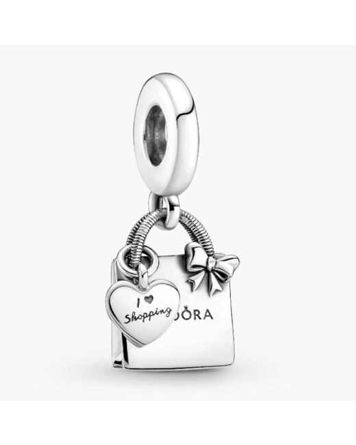 Pandora White Shopping Bag Sterling Dangle