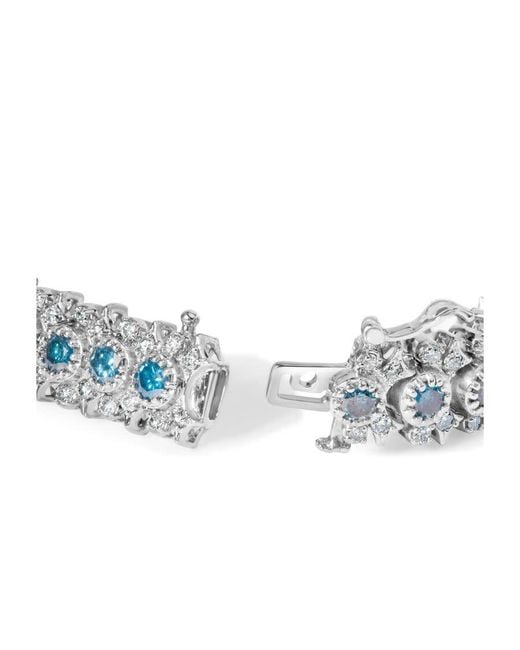 Haus of Brilliance Metallic 14K 10.0 Cttw And Diamond Vintage-Inspired Floral Cluster Link Bracelet