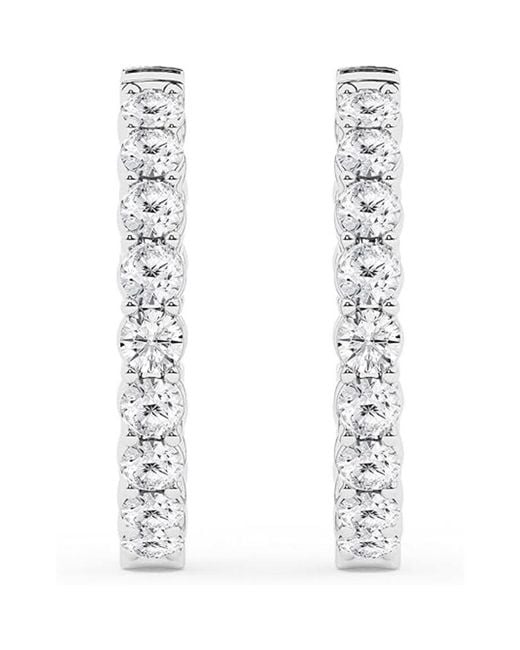 Brilliant Diamond White 3.00 Carat Round Lab Grown Inside Out Diamond Hoop Earrings for men