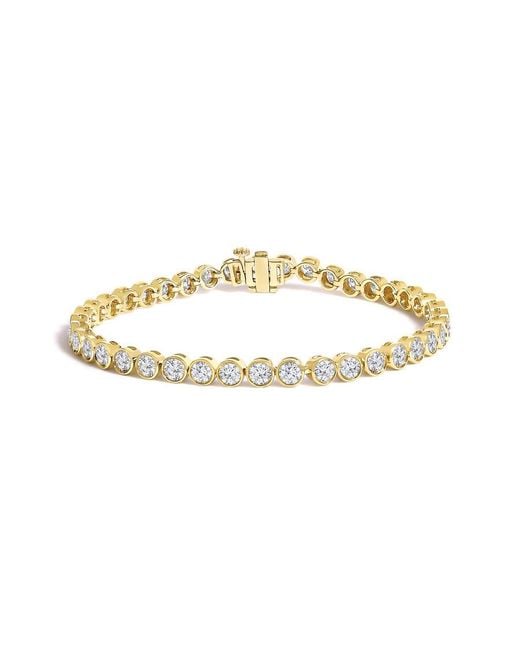 Haus of Brilliance Metallic 10K 8.0 Cttw Bezel Set Round Diamond Tennis Bracelet