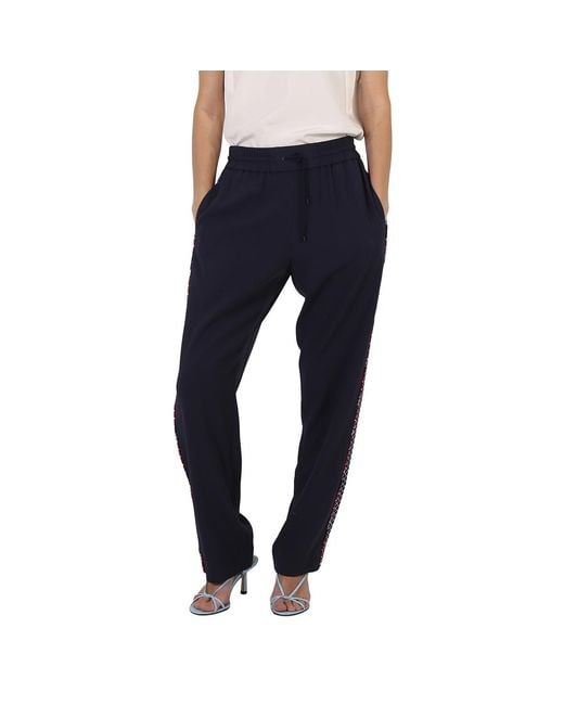 KENZO Blue Midnight Straight-Leg Cropped Track Pants, Brand Size 34 (Us