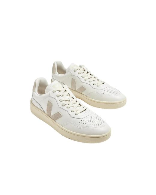 Veja White V-90 Leather Low-Top Sneakers, Brand Size 42.5 Us for men