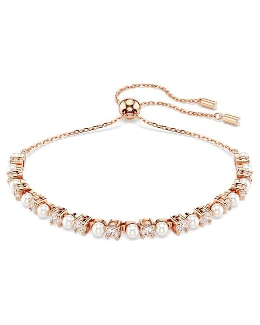 Swarovski Metallic Matrix Tennis Crystal Pearl Bracelet
