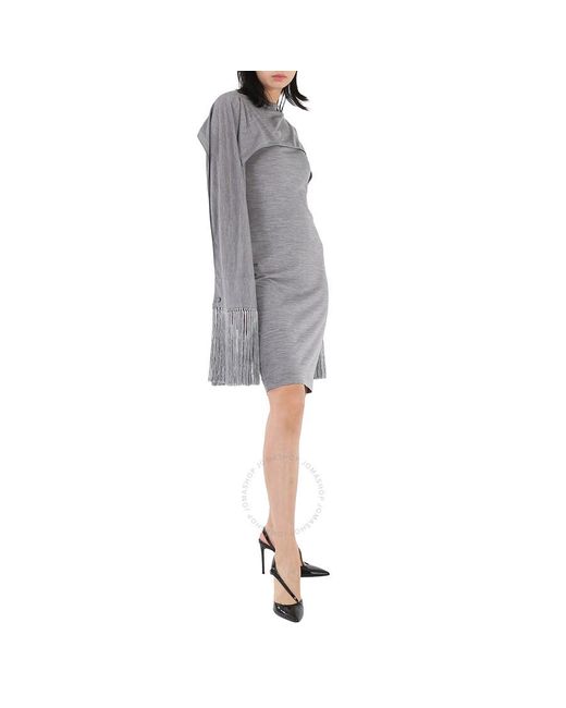 Burberry Gray Cloud Merino Wool Sleeveless Dress