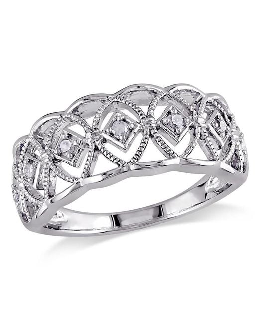 Amour Metallic 1/10 Ct Tw Diamond Openwork Ring