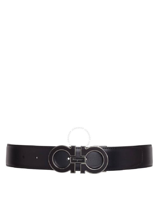 Ferragamo Black Salvatore Adjustable Gancini Leather Belt for men