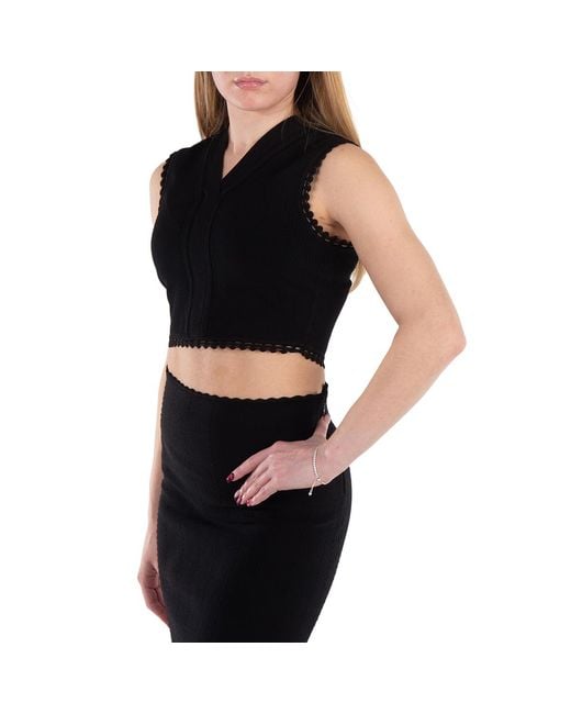 Victoria Beckham Black Scallop Trim Tank Top