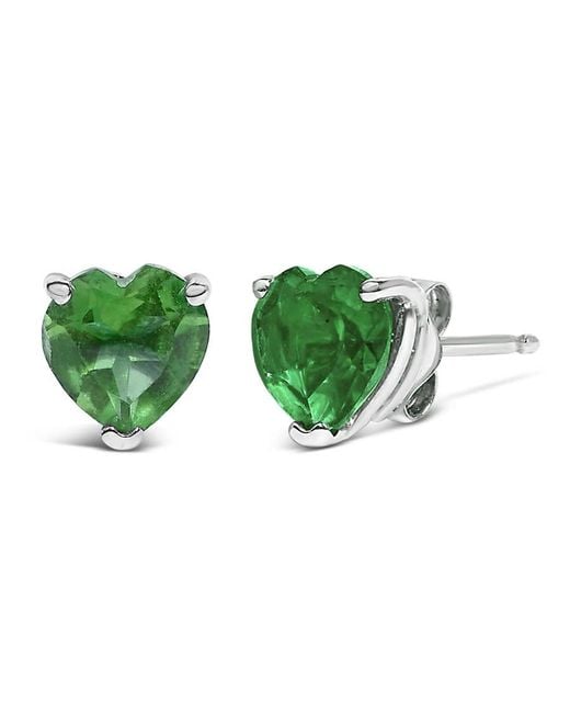 Haus of Brilliance Green 14K 5Mm Heart Cut Emerald Solitaire Stud Earrings