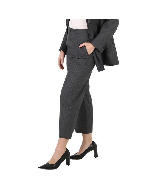 Balenciaga Black Ladies Pinstripe Pattern Cropped Tailored Pants, Brand Size 36 (Us