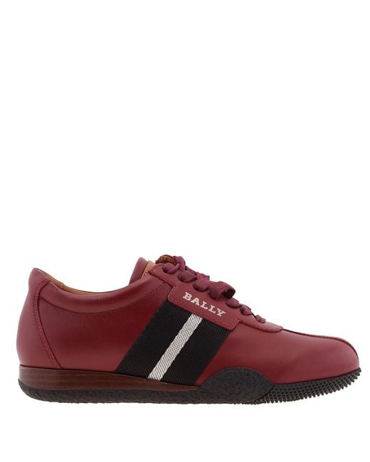 Bally Red Francisca Leather Low-Top Sneakers, Brand Size 35 Us Size 4.5