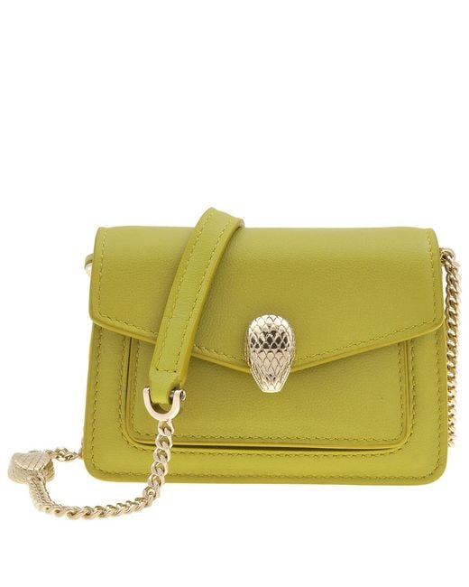 BVLGARI Green Serpenti Forever Leather Micro Bag