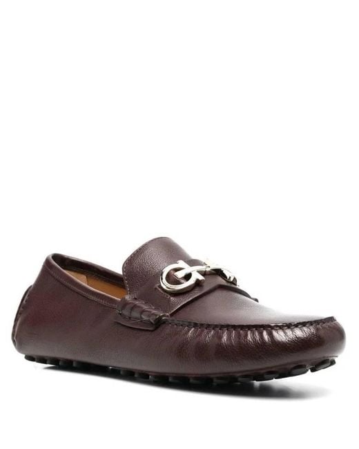 Ferragamo Brown Grazioso Gancini Ornament Driver, Size 6 for men