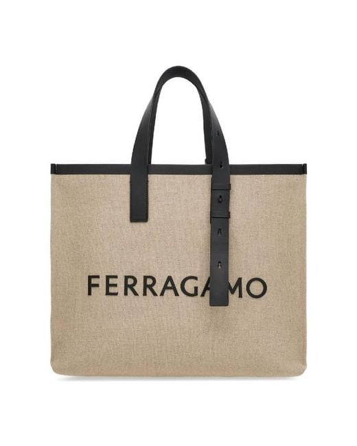 Ferragamo Natural Embossed Logo Tote Bag for men