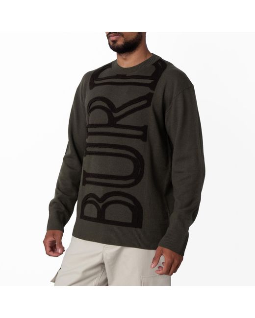 Burberry Brown Logo Embroidered Wool Sweater for men