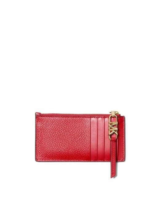 Michael Kors Red Empire Small Calf Leather Card Case