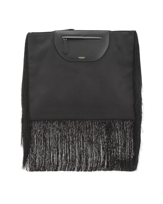 Burberry Black Ladies Fringe Leather Olympia Scarf Flat Clutch