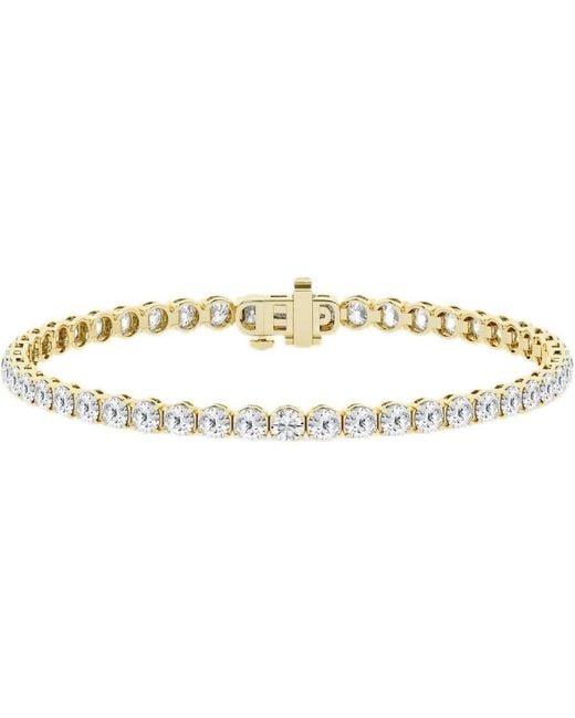Brilliant Diamond Metallic 10 Carat Round Lab Grown Diamond Tennis Bracelet