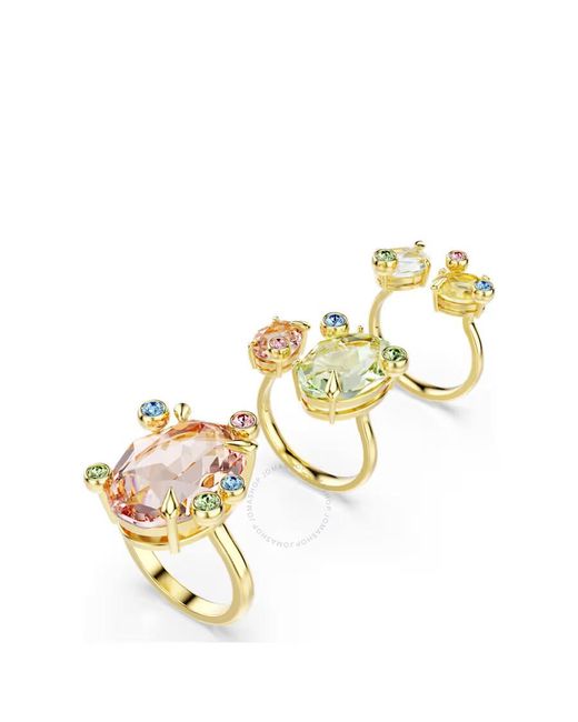 Swarovski Metallic Multicolored Gema Ring Set (3)