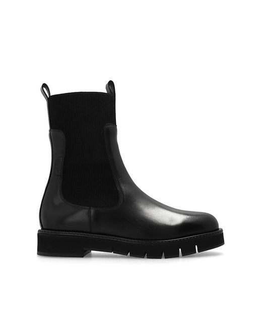 Ferragamo Black Leather Rook Chelsea Boots