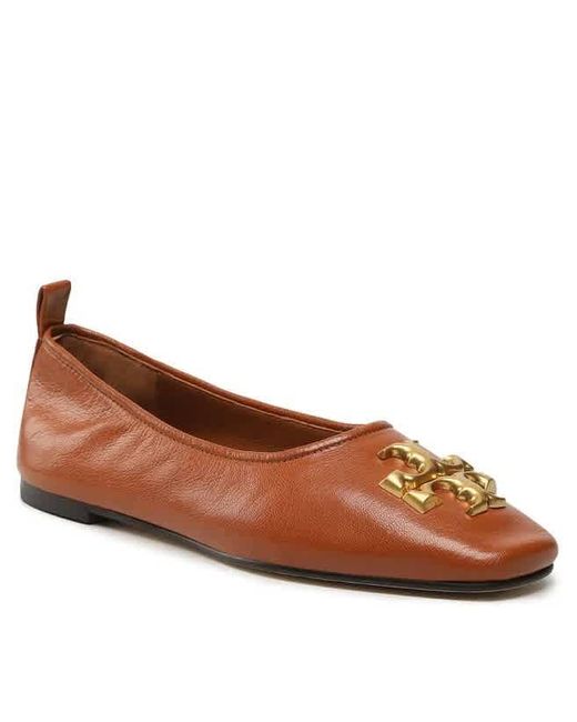 Tory Burch Brown Eleanor Leather Ballet Flats