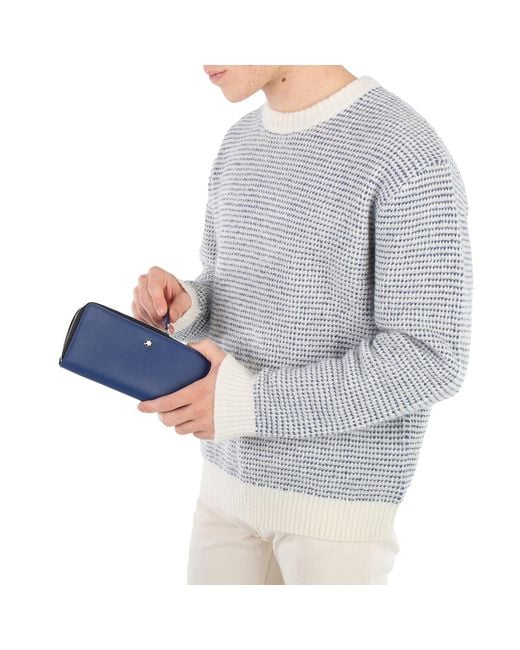 Montblanc Blue Calfskin Sartorial Phone Pouch for men