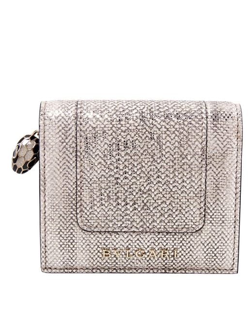 BVLGARI White Serpenti Forever Compact Leather Wallet