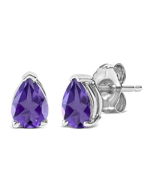 Haus of Brilliance Purple 14K 6X4Mm Pear Shaped Amethyst Solitaire Stud Earrings