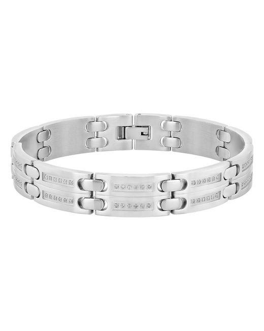 Robert Alton Metallic 1/2Ctw Diamond Stainless Steel Double Row Link Bracelet for men
