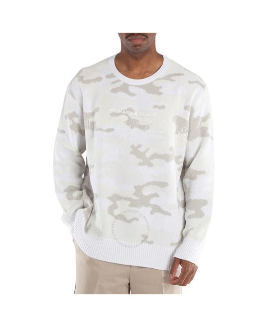1017 ALYX 9SM White Camouflage Graphic Crewneck Sweater for men