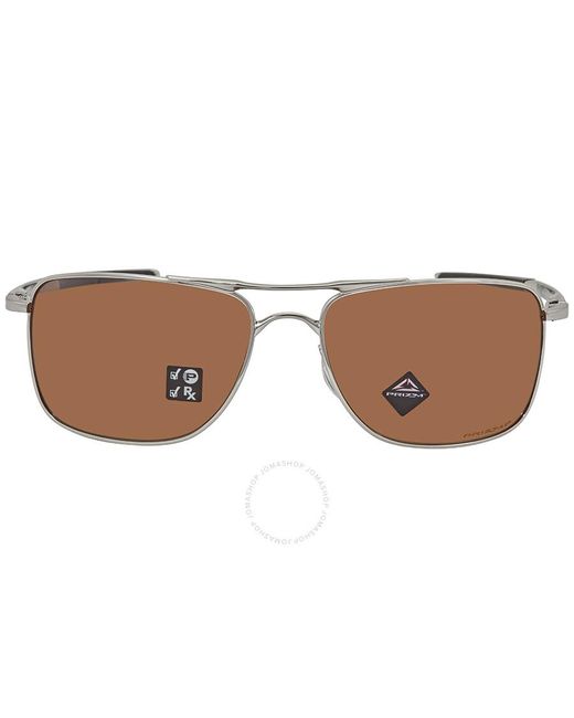 Oakley Brown Gauge 8 Prizm Tungsten Polarized Rectangular Sunglasses Oo4124 412409 for men